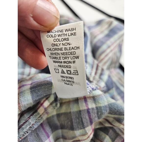 Maurices Womens Button Down Flannel M Blue Red Plaid Front Pocket Long Sleeve - Picture 8 of 8